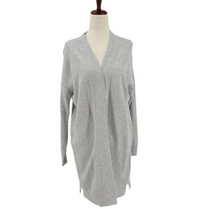 The White Company Grey Long Open Wool Blend Cardigan Sweater Jumper Small
